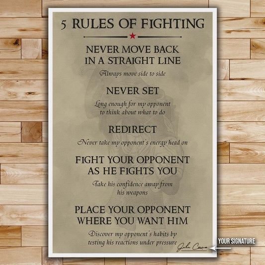 Aikido Wall Art - Aikido Poster - Aikido Canvas - 5 Rules Of Fighting - AI010 - Vertical Poster - Vertical Canvas
