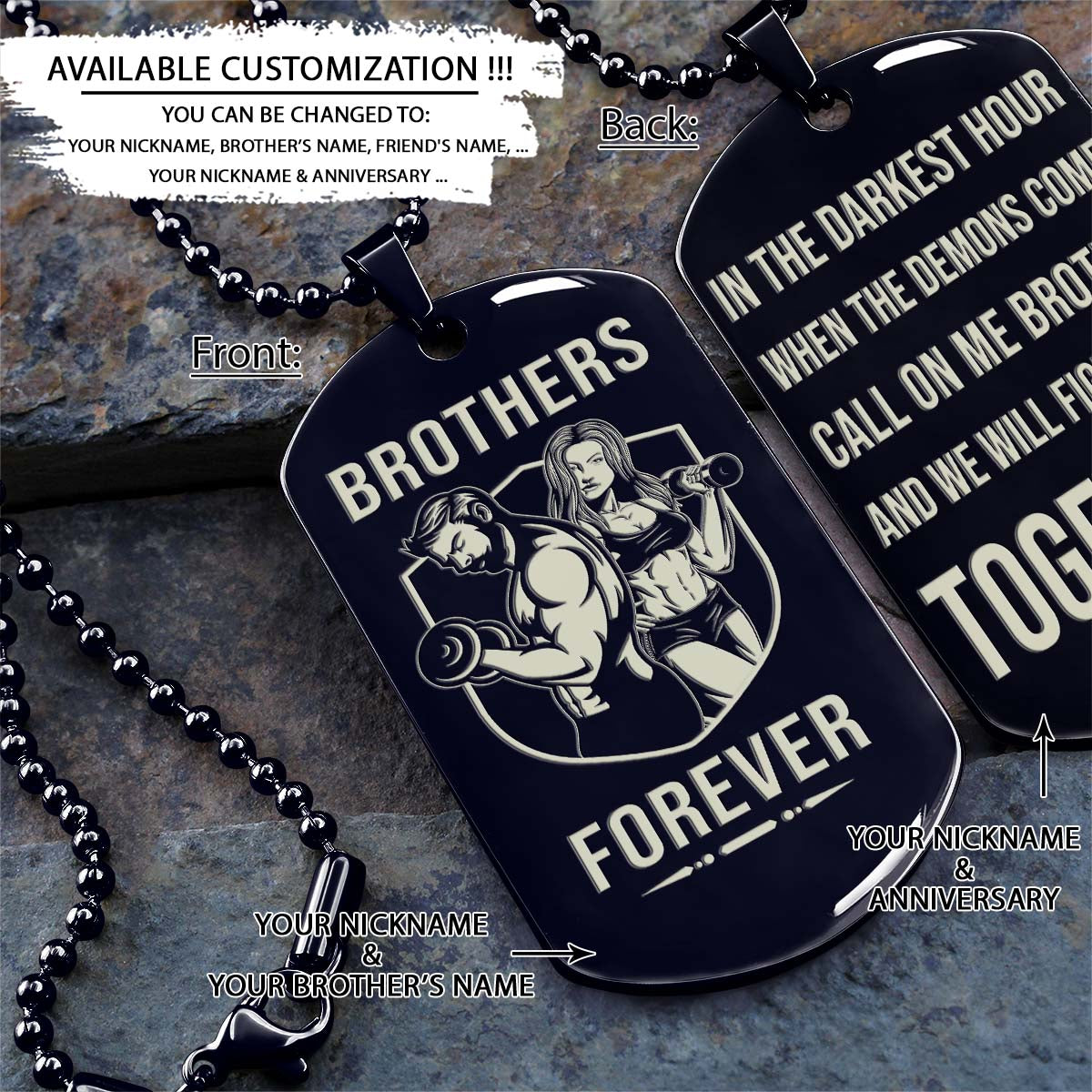 Gym Dog Tag - Gym Necklace - Brothers Forever - It's About Being Better Than You Were The Day Before - Gym - Fitness Center - Workout - Engrave Dog Tag