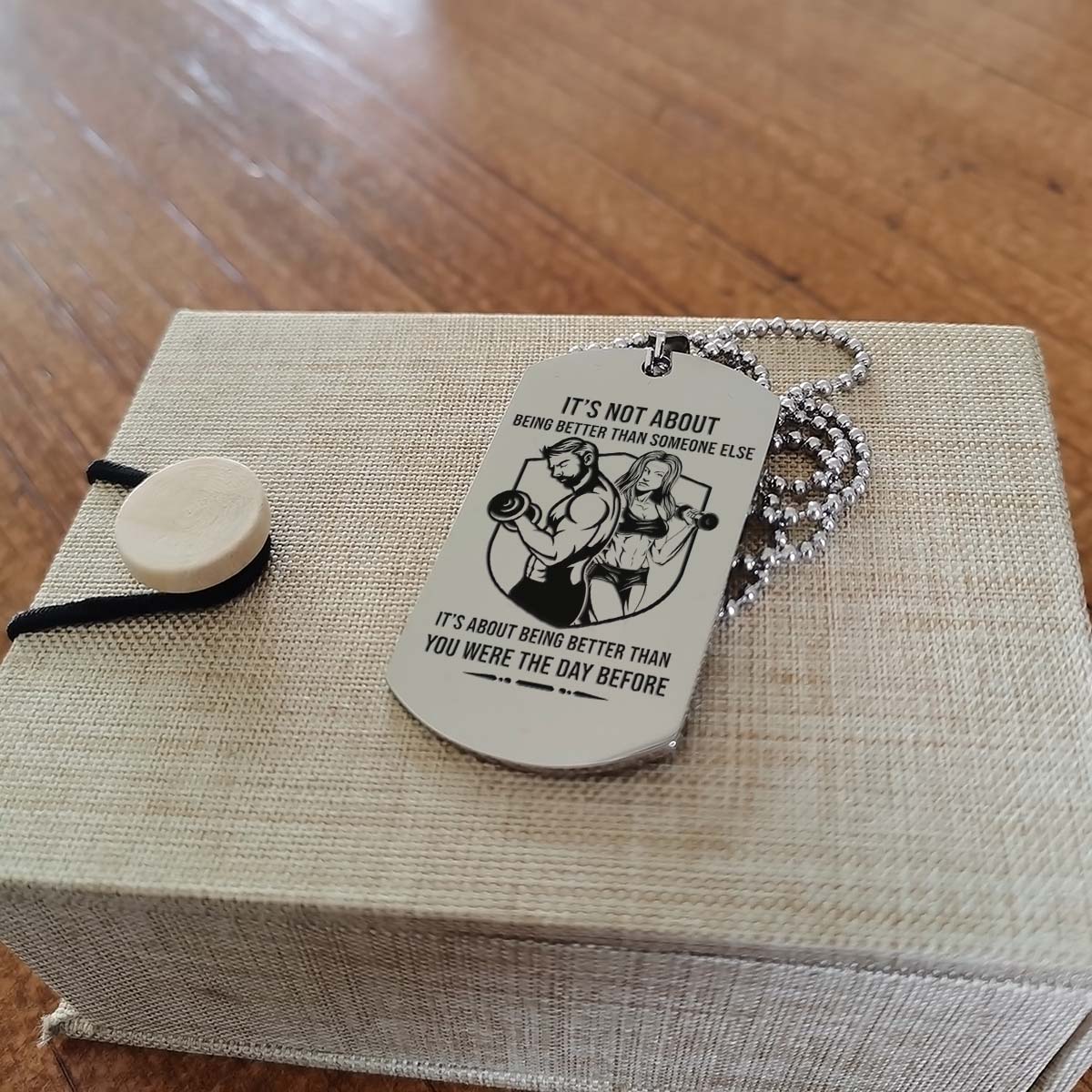 Gym Dog Tag - Gym Necklace - Call On Me Brother - It's About Being Better Than You Were The Day Before - Gym - Fitness Center - Workout - Engrave Dog Tag