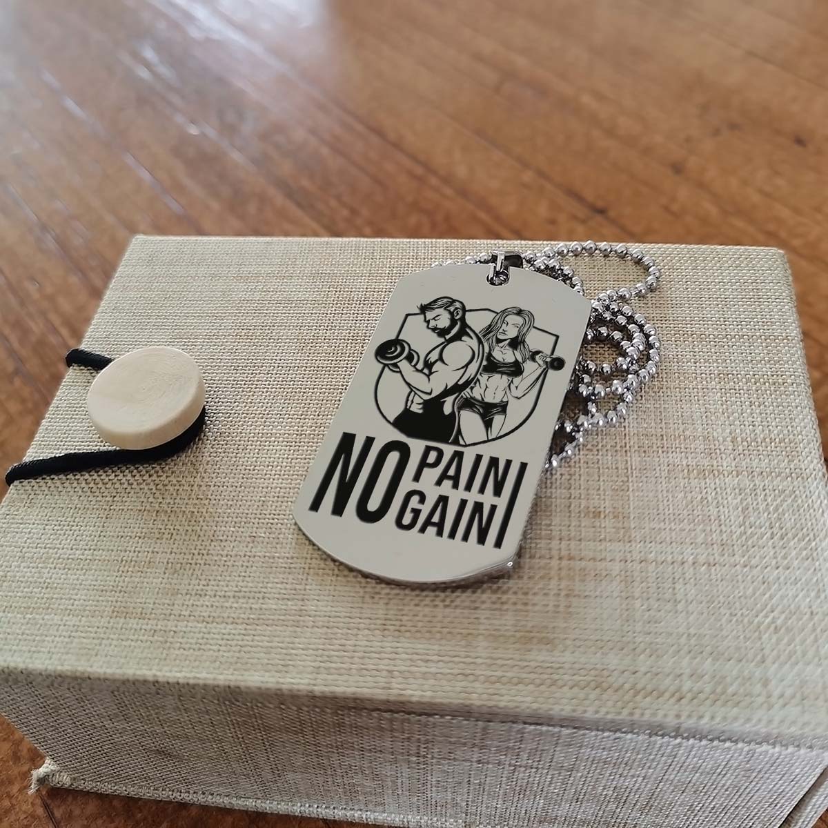 Gym Dog Tag - Gym Necklace - No Pain - No Gain - It's About Being Better Than You Were The Day Before - Gym - Fitness Center - Workout - Engrave Dog Tag