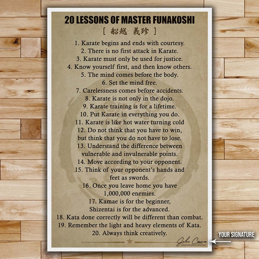 Karate Wall Art - Karate Poster - Karate Canvas - 20 Lessons of Master Funakoshi - KA004 - Vertical Canvas - Vertical Poster