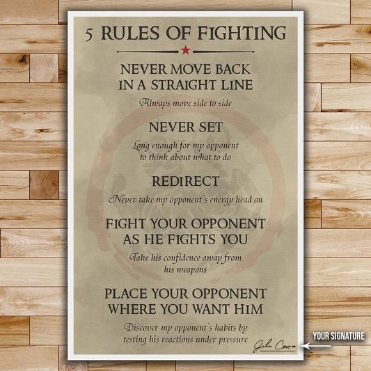 Karate Wall Art - Karate Poster - Karate Canvas - 5 Rules Of Fighting - Shotokan Karate - KA002 - Vertical Canvas - Vertical Poster