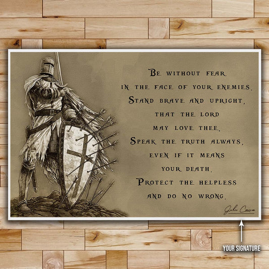 Knight Templar Wall Art - Knight Templar Poster - Knight Templar Canvas - Be Without Fear - KT001 - Horizontal Poster - Horizontal Canvas