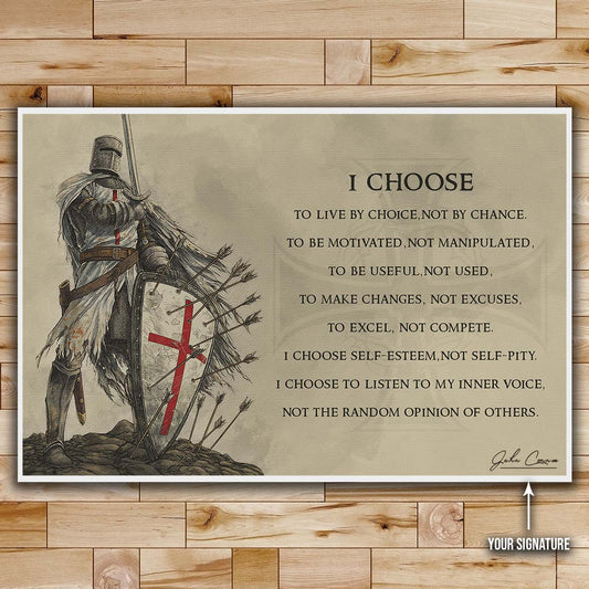 Knight Templar Wall Art - Knight Templar Poster - Knight Templar Canvas - I Choose - KT003 - Horizontal Poster - Horizontal Canvas