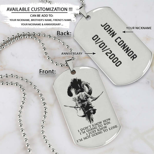 Samurai Dog Tag - I'm Not Going To Lose - Bushido - Katana - Ronin - Miyamoto Musashi - Samurai Necklace - Engrave Dog Tag