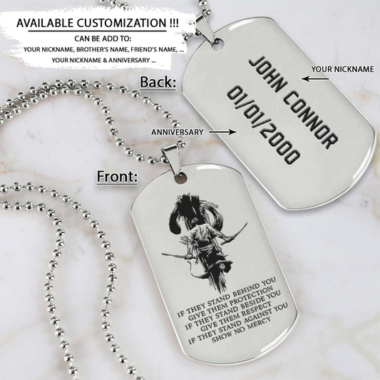 Samurai Dog Tag - IF - Show No Mercy - Bushido - Katana - Ronin - Miyamoto Musashi - Samurai Necklace - Engrave Dog Tag