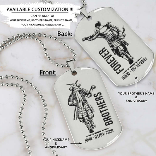 Samurai Dog Tag - Brothers Forever - Bushido - Katana - Ronin - Miyamoto Musashi - Samurai Necklace - Engrave Dog Tag