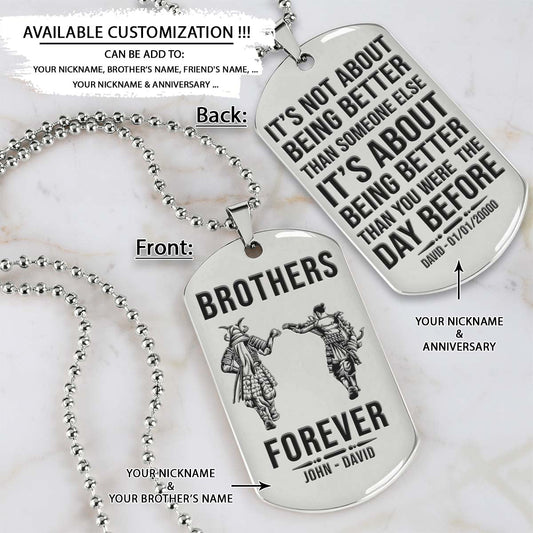 Samurai Dog Tag - Brothers Forever - It's About Being Better Than You Were The Day Before - Bushido - Katana - Ronin - Miyamoto Musashi - Samurai Necklace - Engrave Dog Tag