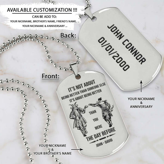 Samurai Dog Tag - It's About Being Better Than You Were The Day Before - Bushido - Katana - Ronin - Miyamoto Musashi - Samurai Necklace - Engrave Dog Tag
