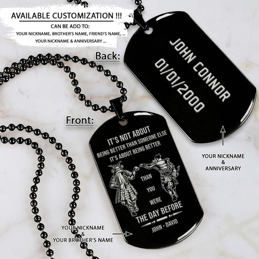 Samurai Dog Tag - It's About Being Better Than You Were The Day Before - Bushido - Katana - Ronin - Miyamoto Musashi - Samurai Necklace - Engrave Dog Tag