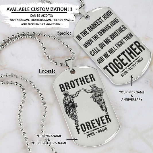 Soldier Dog Tag - Brother Forever - Call On Me Brother - Army - Navy - Marines - Air Force - Soldier Necklace - Engrave Dog Tag