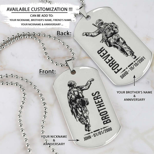 Soldier Dog Tag - Brothers Forever - Army - Navy - Marines - Air Force - Soldier Necklace - Engrave Dog Tag