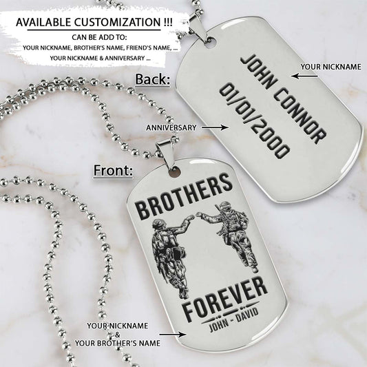 Soldier Dog Tag - Brothers Forever - Army - Navy - Marines - Air Force - Soldier Necklace - Engrave Dog Tag