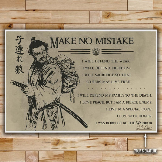 Samurai Wall Art - Samurai Poster - Samurai Canvas - Make No Mistake - SA088 - Horizontal Poster - Horizontal Canvas