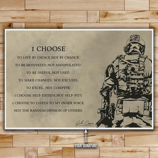 Soldier Wall Art - Soldier Poster - Soldier Canvas - I Choose - Army - Marine - SD014 - Horizontal Poster - Horizontal Canvas