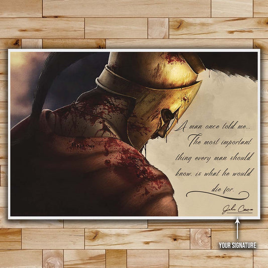 Spartan Wall Art - Spartan Poster - Spartan Canvas - A Man Once Told Me - Leonidas - WA012 - Spartan Warrior - Horizontal Poster - Horizontal Canvas