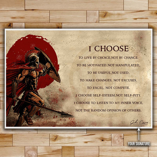 Spartan Wall Art - Spartan Poster - Spartan Canvas - I Choose - WA106 - Spartan Warrior - Horizontal Poster - Horizontal Canvas