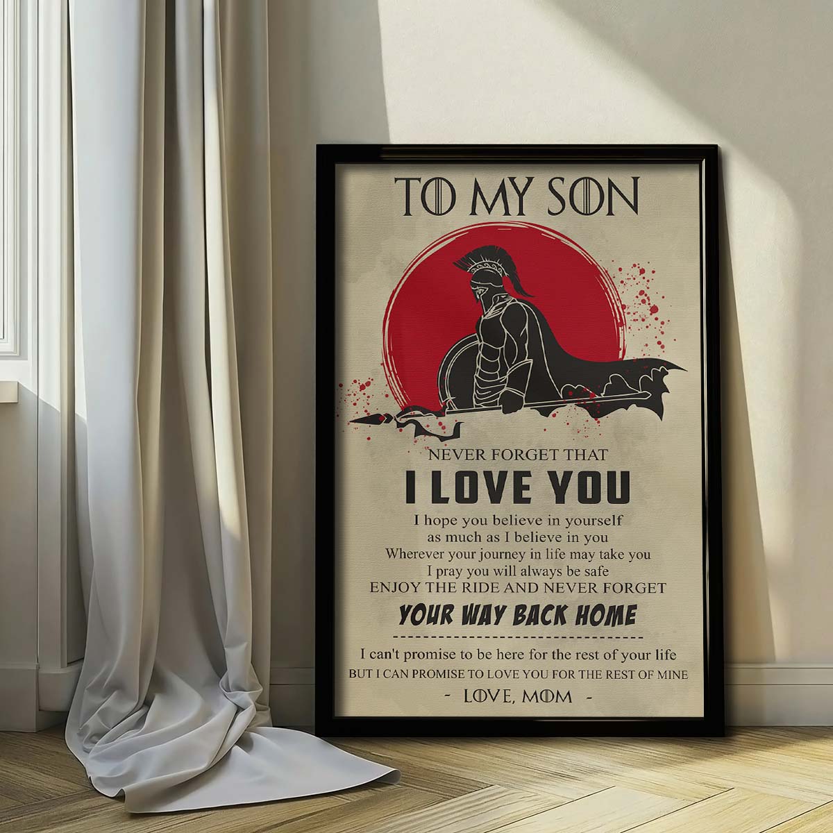 Spartan Wall Art - Spartan Poster - Spartan Canvas - Mom To Son - I Love You - WA101 - Spartan Warrior - Vertical Poster - Vertical Canvas