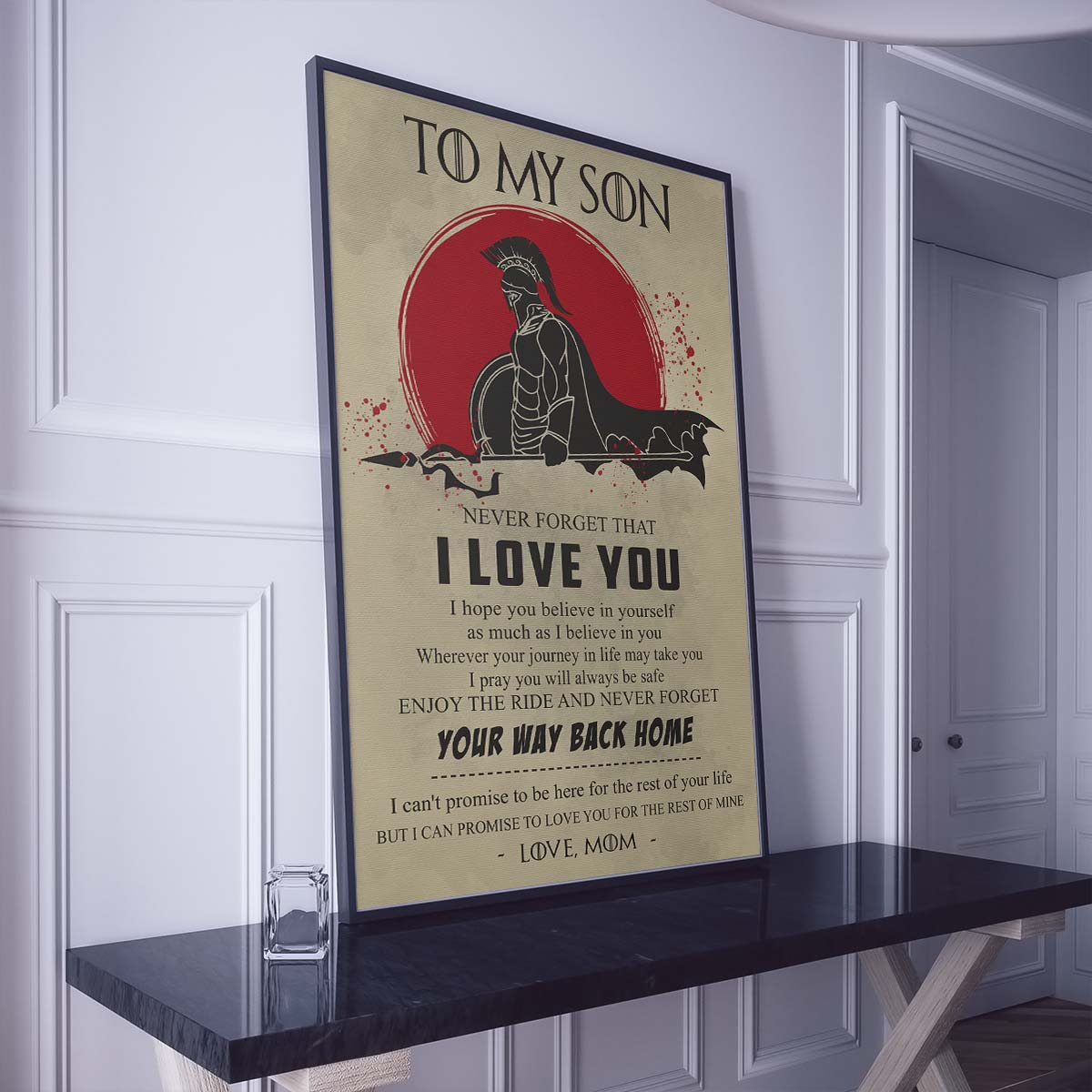 Spartan Wall Art - Spartan Poster - Spartan Canvas - Mom To Son - I Love You - WA101 - Spartan Warrior - Vertical Poster - Vertical Canvas