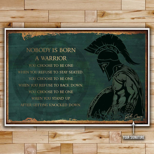 Spartan Wall Art - Spartan Poster - Spartan Canvas - Nobody Is Born A Warrior - WA112 - Spartan Warrior - Horizontal Poster - Horizontal Canvas