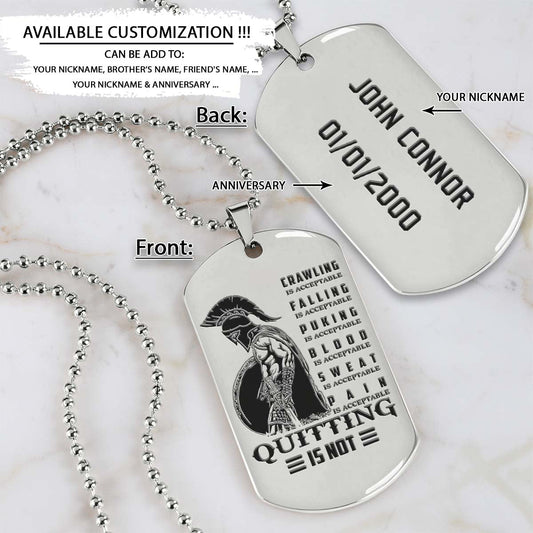 Spartan Dog Tag - Quitting Is Not - Spartan Warrior - Sparta - Leonidas - Gladiator - Spartan Necklace - Engrave Dog Tag