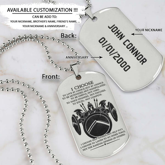 Spartan Dog Tag - I Choose - Spartan Warrior - Sparta - Leonidas - Gladiator - Spartan Necklace - Engrave Dog Tag
