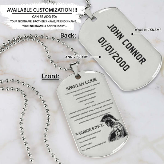 Spartan Dog Tag - Spartan Code - Spartan Warrior - Sparta - Leonidas - Gladiator - Spartan Necklace - Engrave Dog Tag