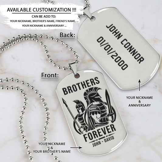 Spartan Dog Tag - Brothers Forever - Spartan Warrior - Sparta - Leonidas - Gladiator - Spartan Necklace - Engrave Dog Tag