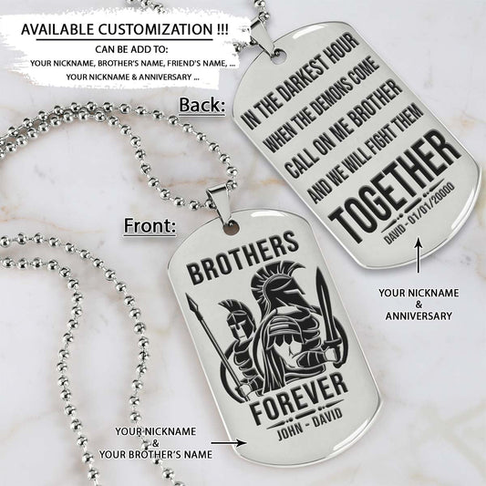 Spartan Dog Tag - Brothers Forever - Call On Me Brother - Spartan Warrior - Sparta - Leonidas - Gladiator - Spartan Necklace - Engrave Dog Tag