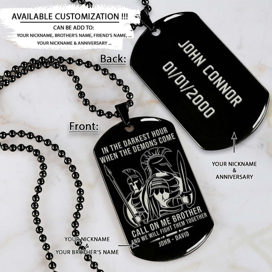 Spartan Dog Tag - Call On Me Brother - Spartan Warrior - Sparta - Leonidas - Gladiator - Spartan Necklace - Engrave Dog Tag