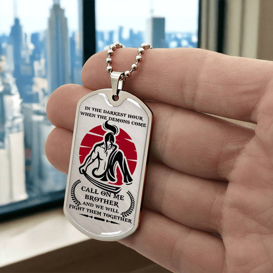 Samurai - Call On me Brother 2 - Bushido - Katana - Ronin - Miyamoto Musashi - Samurai Dog Tag - Military Ball Chain - Luxury Dog Tag