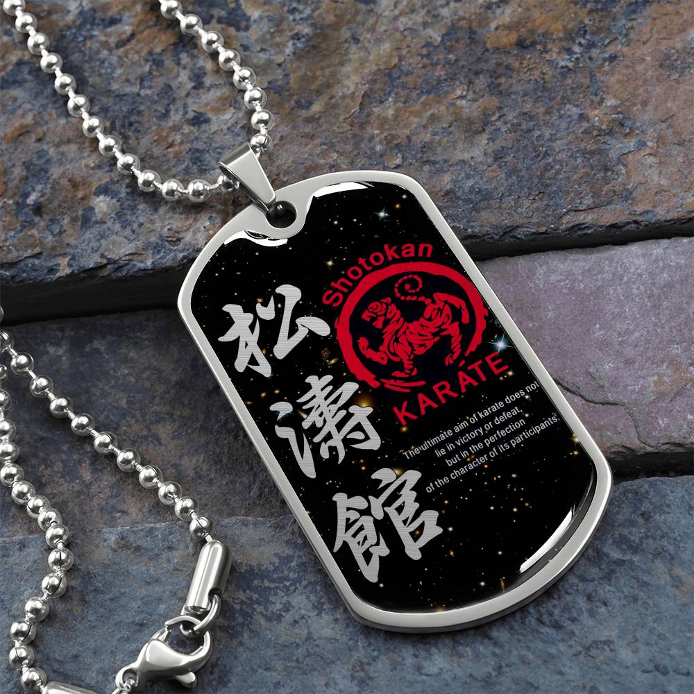 Karate - The Ultimate Aim Of Karate Does Not Lie In Victory Or Defeat - Shotokan Karate - Galaxy - Black Dog Tag - Karate Dog Tag - Military Ball Chain - Luxury Dog Tag
