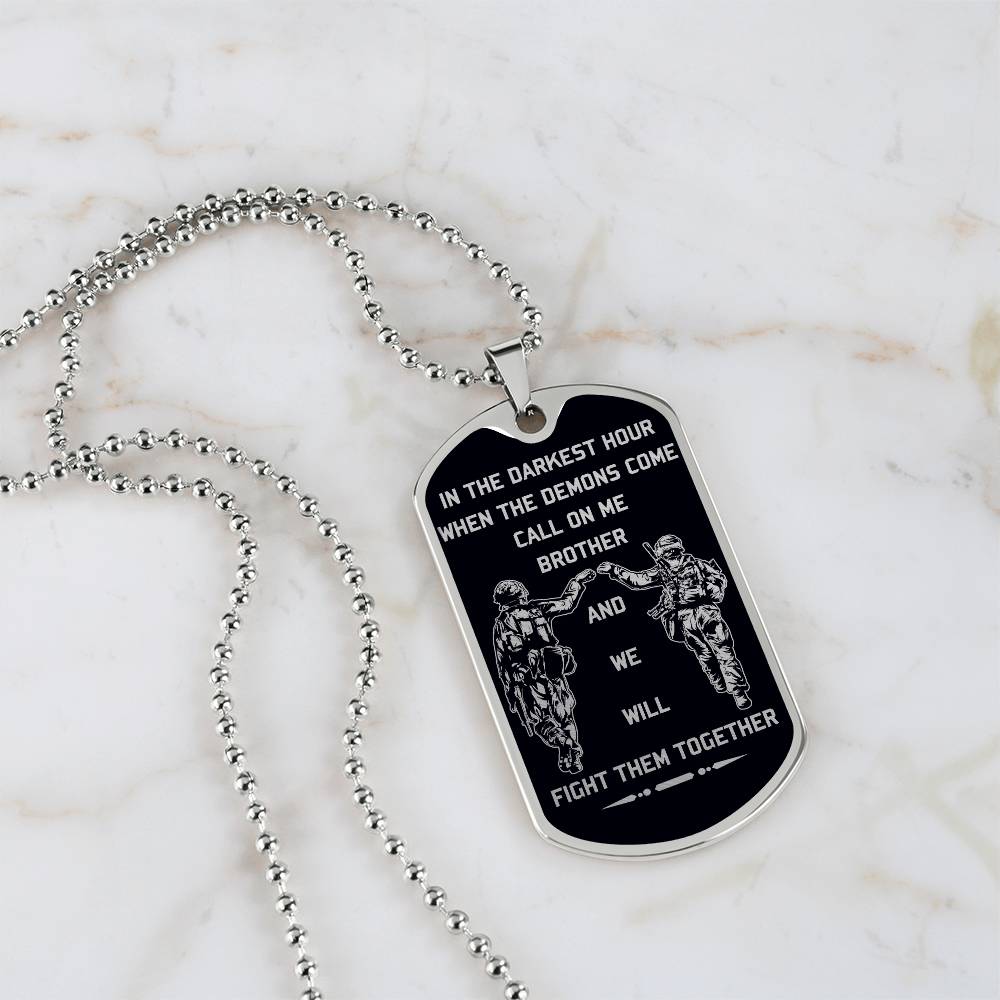Soldier - Call On Me Brother - Army - Marine - Black Dog Tag - Soldier Dog Tag - Military Ball Chain - Luxury Dog Tag