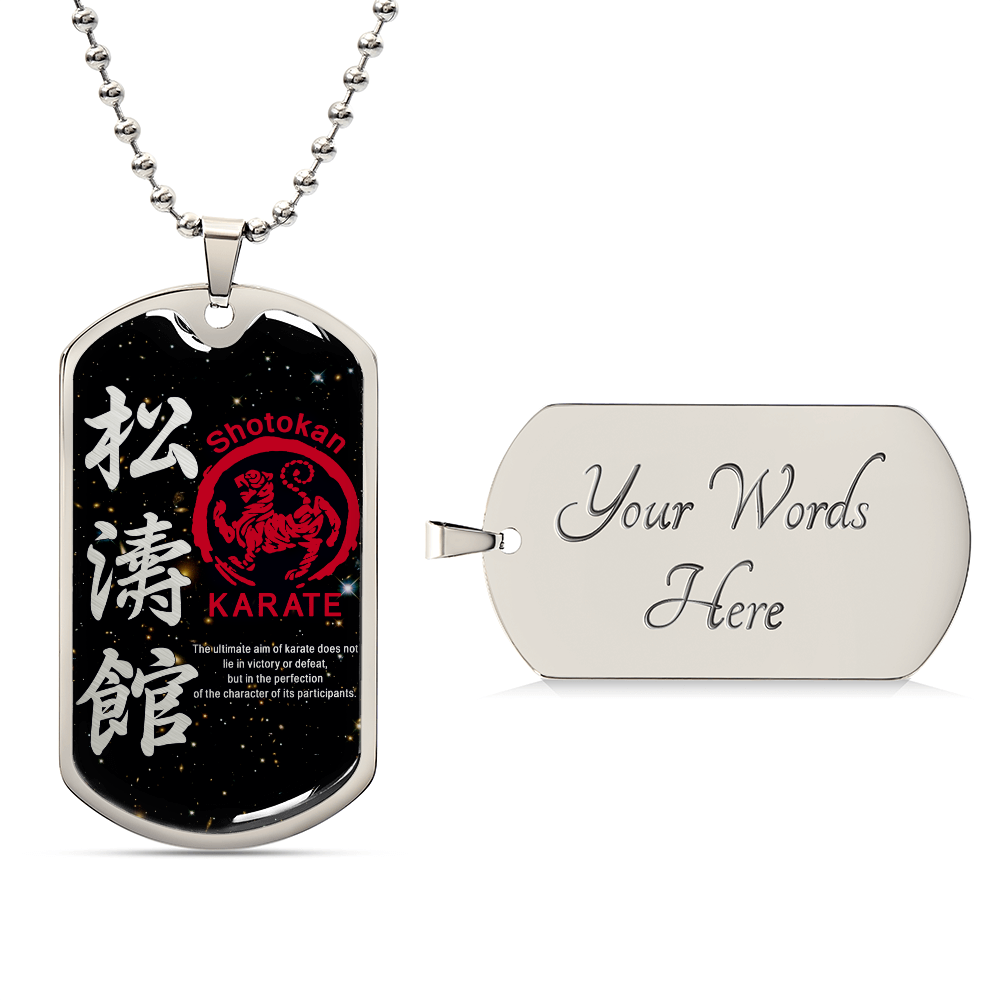 Karate - The Ultimate Aim Of Karate Does Not Lie In Victory Or Defeat - Shotokan Karate - Galaxy - Black Dog Tag - Karate Dog Tag - Military Ball Chain - Luxury Dog Tag