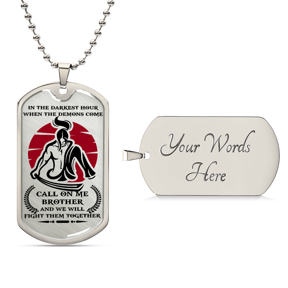 Samurai - Call On me Brother 2 - Bushido - Katana - Ronin - Miyamoto Musashi - Samurai Dog Tag - Military Ball Chain - Luxury Dog Tag