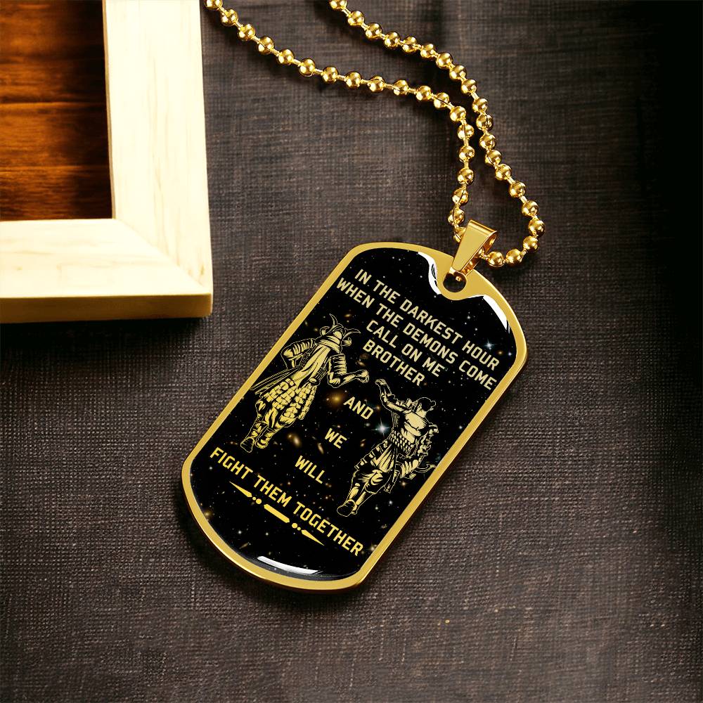 Samurai - Call On me Brother - Bushido - Katana - Ronin - Miyamoto Musashi - Galaxy - Black Dog Tag - Samurai Dog Tag - Military Ball Chain - Luxury Dog Tag