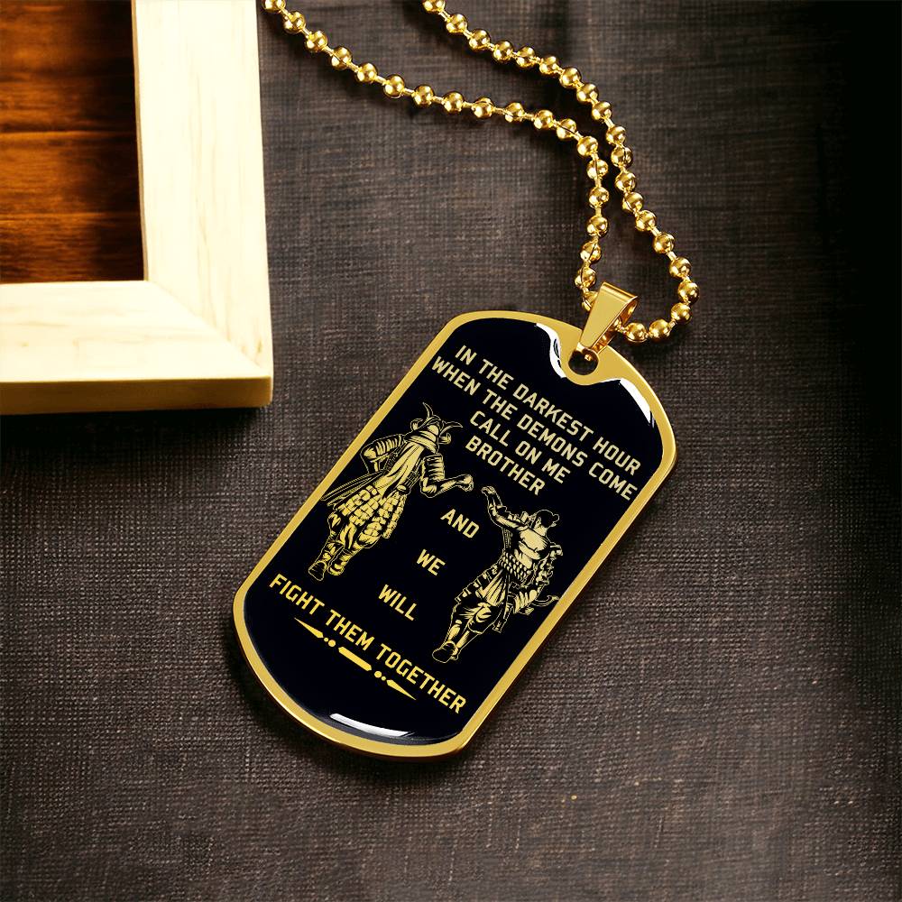 Samurai - Call On me Brother - Bushido - Katana - Ronin - Miyamoto Musashi - Black Dog Tag - Samurai Dog Tag - Military Ball Chain - Luxury Dog Tag