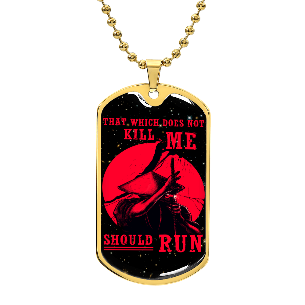 Samurai - That Which Does Not Kill Me - Should Run - Bushido - Katana - Ronin - Galaxy - Black Dog Tag - Samurai Dog Tag - Military Ball Chain - Luxury Dog Tag