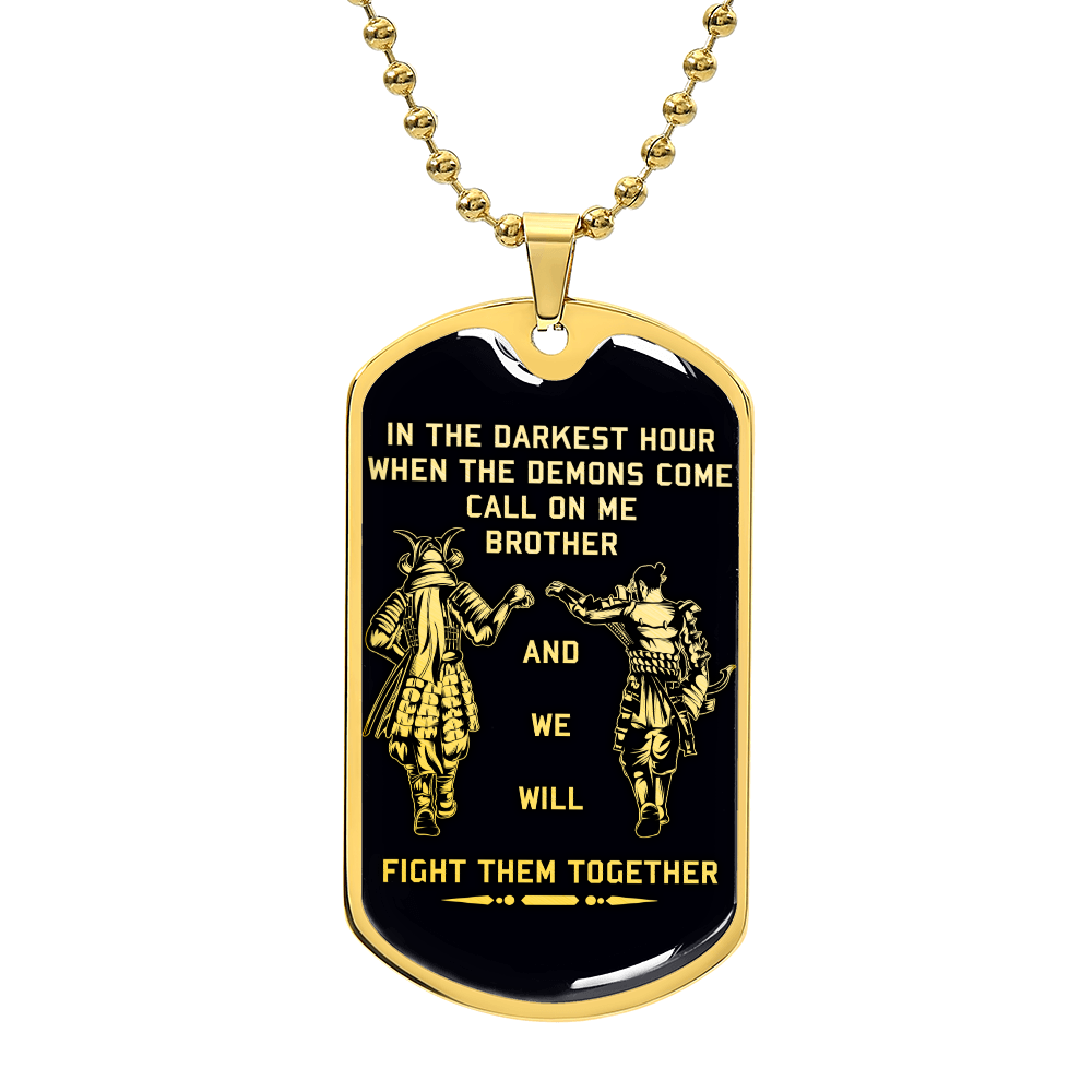 Samurai - Call On me Brother - Bushido - Katana - Ronin - Miyamoto Musashi - Black Dog Tag - Samurai Dog Tag - Military Ball Chain - Luxury Dog Tag