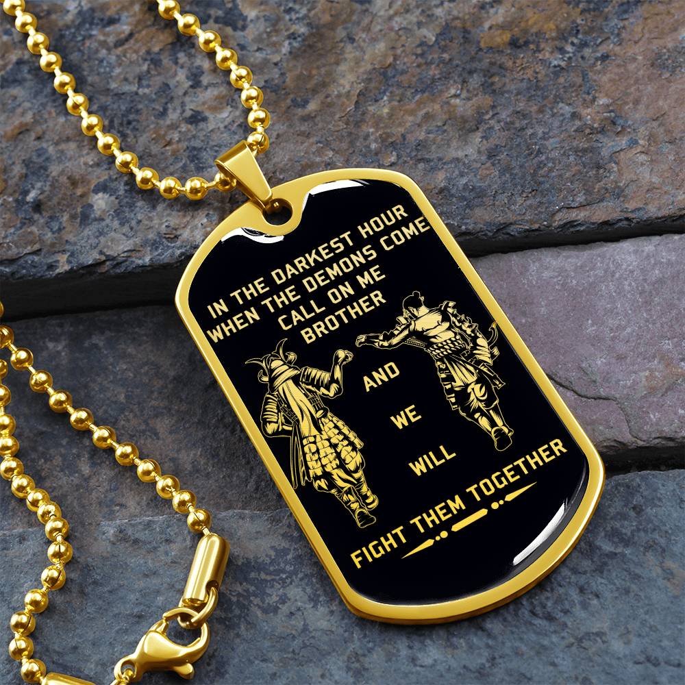 Samurai - Call On me Brother - Bushido - Katana - Ronin - Miyamoto Musashi - Black Dog Tag - Samurai Dog Tag - Military Ball Chain - Luxury Dog Tag