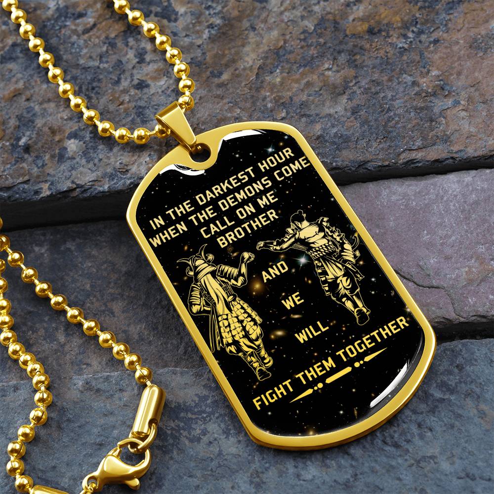 Samurai - Call On me Brother - Bushido - Katana - Ronin - Miyamoto Musashi - Galaxy - Black Dog Tag - Samurai Dog Tag - Military Ball Chain - Luxury Dog Tag