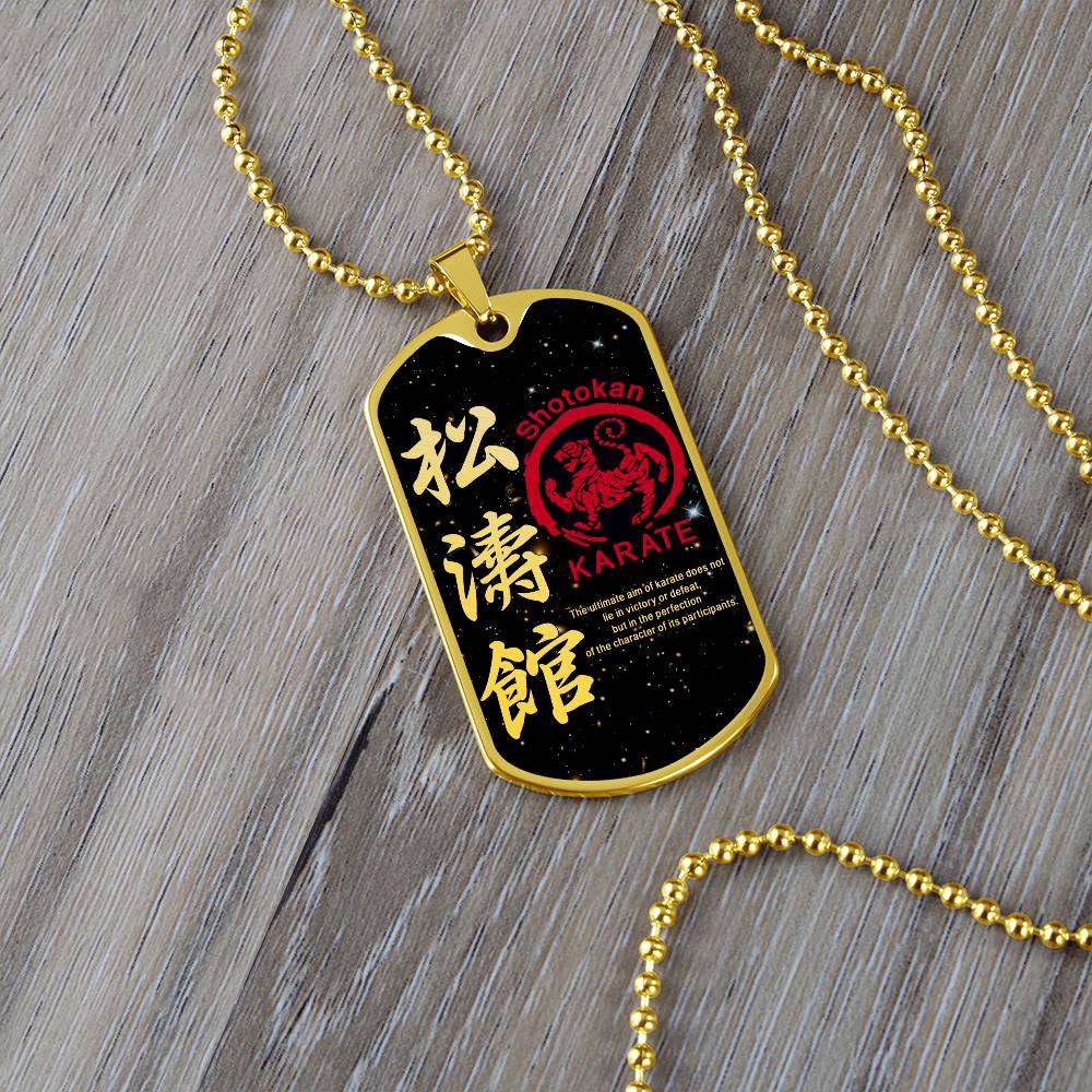 Karate - The Ultimate Aim Of Karate Does Not Lie In Victory Or Defeat - Shotokan Karate - Galaxy - Black Dog Tag - Karate Dog Tag - Military Ball Chain - Luxury Dog Tag