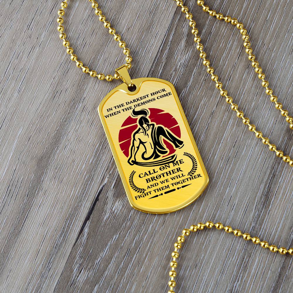 Samurai - Call On me Brother 2 - Bushido - Katana - Ronin - Miyamoto Musashi - Samurai Dog Tag - Military Ball Chain - Luxury Dog Tag