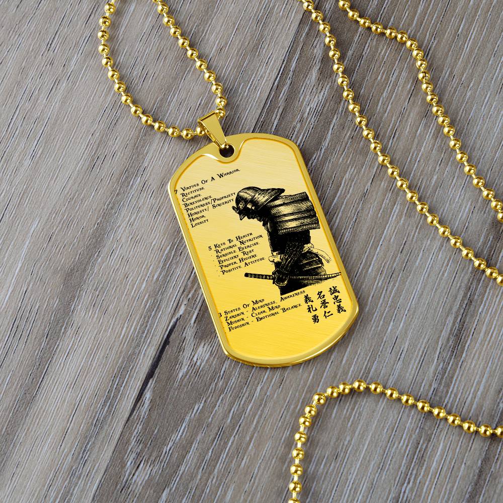 Samurai - 7 5 3 CODE - Bushido - Katana - Ronin - Samurai Dog Tag - Military Ball Chain - Luxury Dog Tag