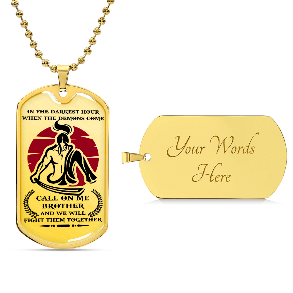 Samurai - Call On me Brother 2 - Bushido - Katana - Ronin - Miyamoto Musashi - Samurai Dog Tag - Military Ball Chain - Luxury Dog Tag