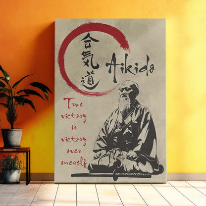 Aikido Wall Art - Aikido Poster - Aikido Canvas - True Victory Is Victory Over Oneself - Morihei Ueshiba - AI004 - Vertical Poster - Vertical Canvas