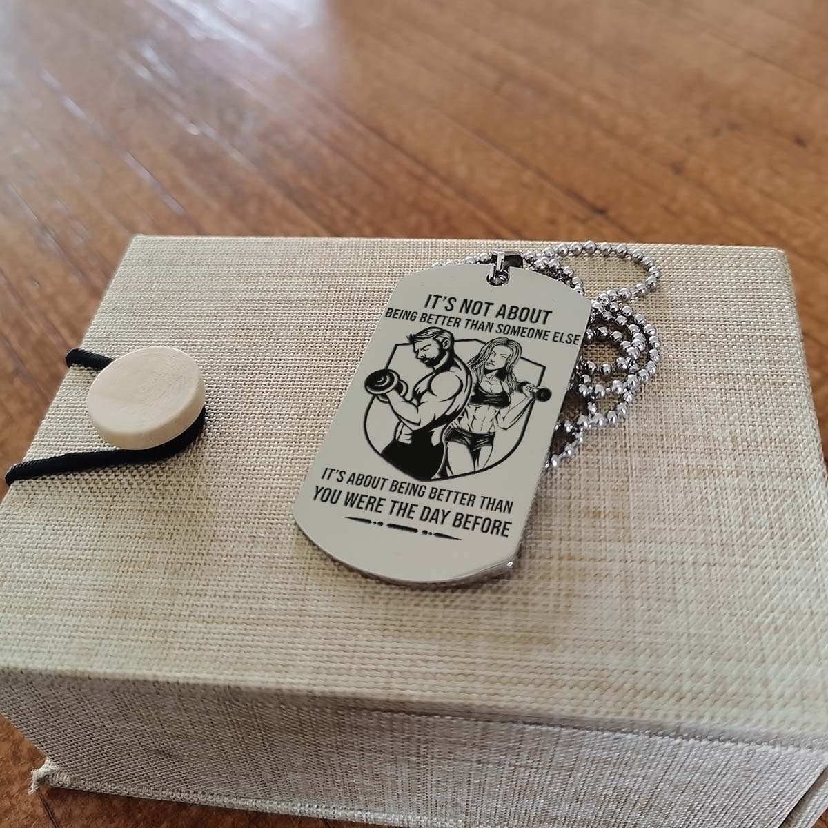 Gym Dog Tag - Gym Necklace - It's About Being Better Than You Were The Day Before - Gym - Fitness Center - Workout - Engrave Dog Tag