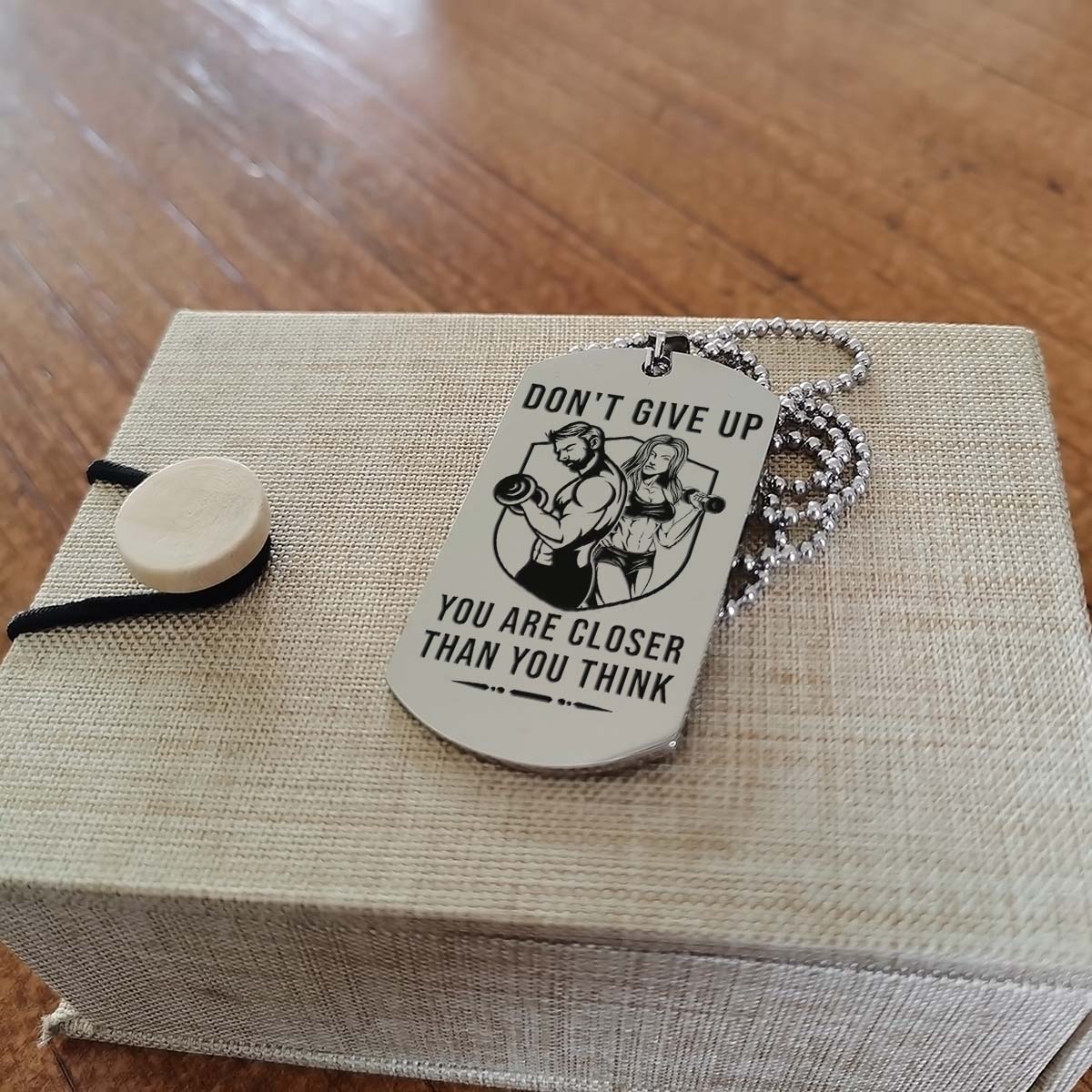 Gym Dog Tag - Gym Necklace - Don't Give Up You Are Closer Than You Think - It's About Being Better Than You Were The Day Before - Gym - Fitness Center - Workout - Engrave Dog Tag