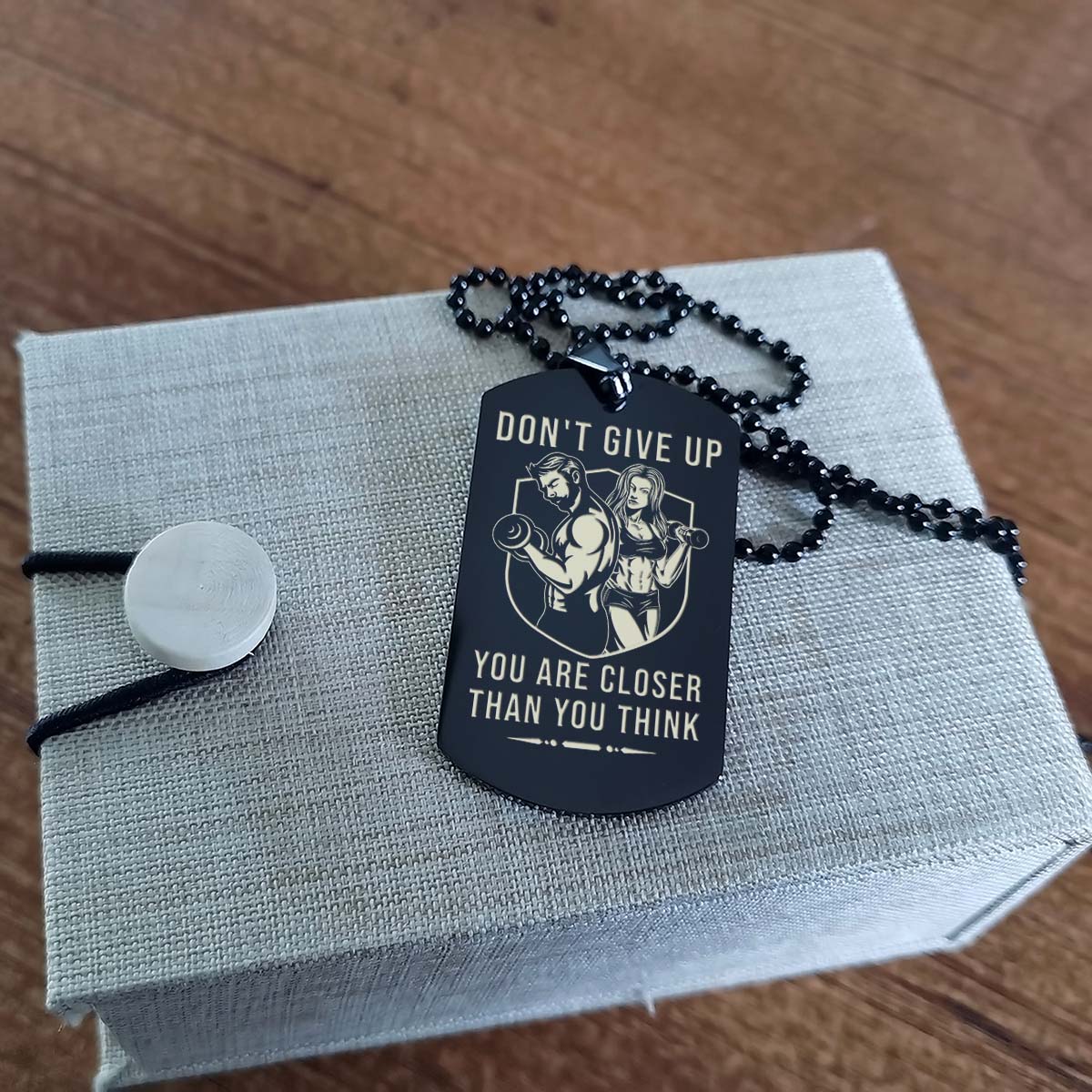 Gym Dog Tag - Gym Necklace - Don't Give Up You Are Closer Than You Think - It's About Being Better Than You Were The Day Before - Gym - Fitness Center - Workout - Engrave Dog Tag