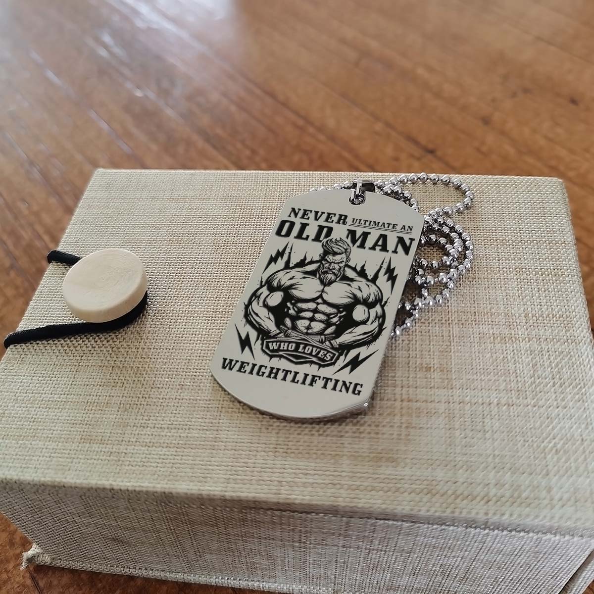 Gym Dog Tag - Gym Necklace - Never Ultimate An Old Man Who Loves Weightlifting - Call One Me Brother - Gym - Fitness Center - Workout - Engrave Dog Tag